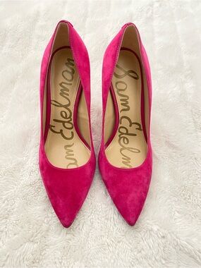 Sam Edelman Hot Pink Suede Pointed Toe Heels Size 6